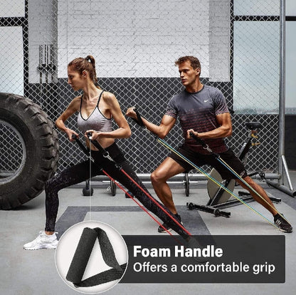 11 Piece Power Resistance Band Set Strength Training Yoga Sports Fitness Band Equipment for Men and Women