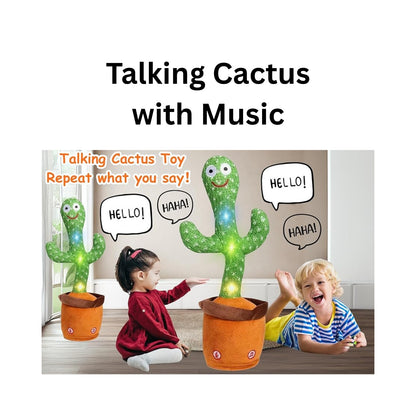 Dancing Cactus Toy for Kids – Talking & Singing Plush Cactus | Interactive Mimic Toy | Battery Operated Fun Toy for Toddlers (Without Box)