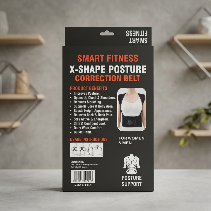 Smart Fitness X-Shape Posture Correction Belt – Back & Shoulder Support for Men & Women