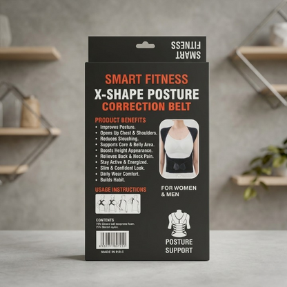 Smart Fitness X-Shape Posture Correction Belt – Back & Shoulder Support for Men & Women