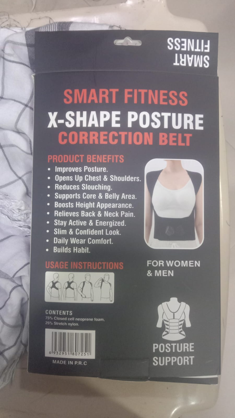 Smart Fitness X-Shape Posture Correction Belt – Back & Shoulder Support for Men & Women