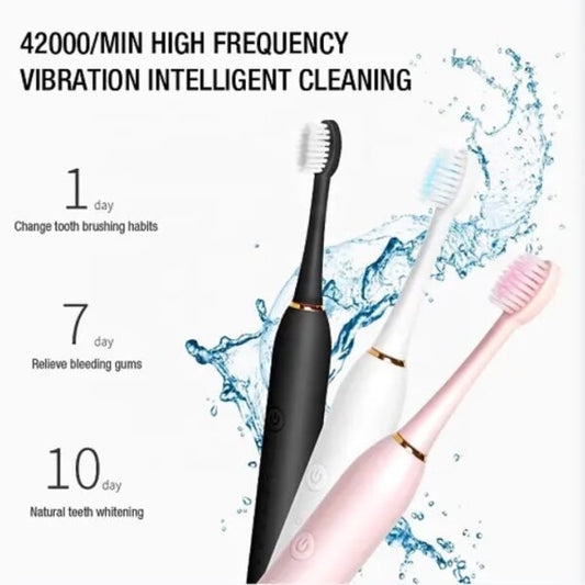 Electric ToothbrushElectric Toothbrush – Rechargeable Sonic Cleaning Toothbrush with Soft Bristles, Deep Clean (Random Colour)