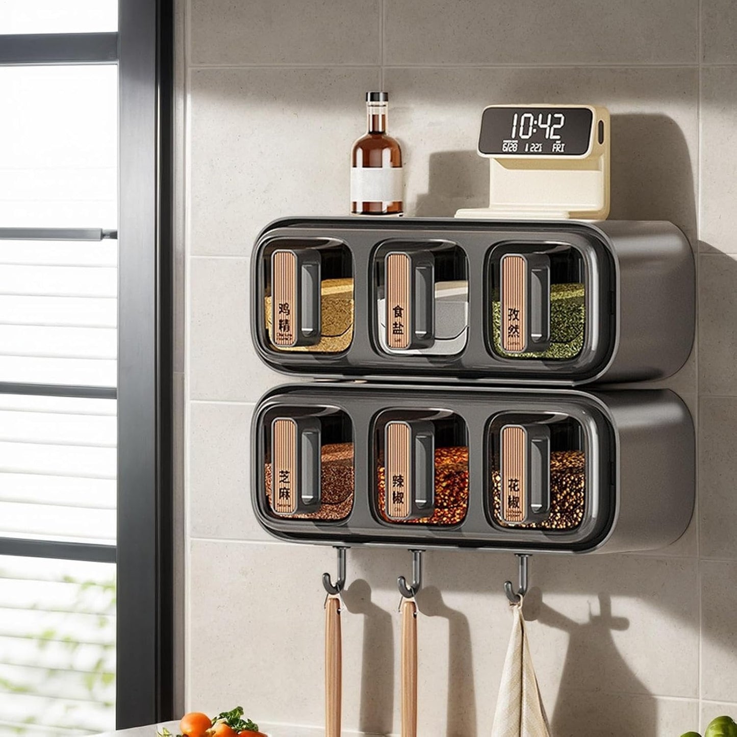 Wall Mounted Seasoning Box Condiment Containers Space Saving Storage Durable Transparent Kitchen Organizer