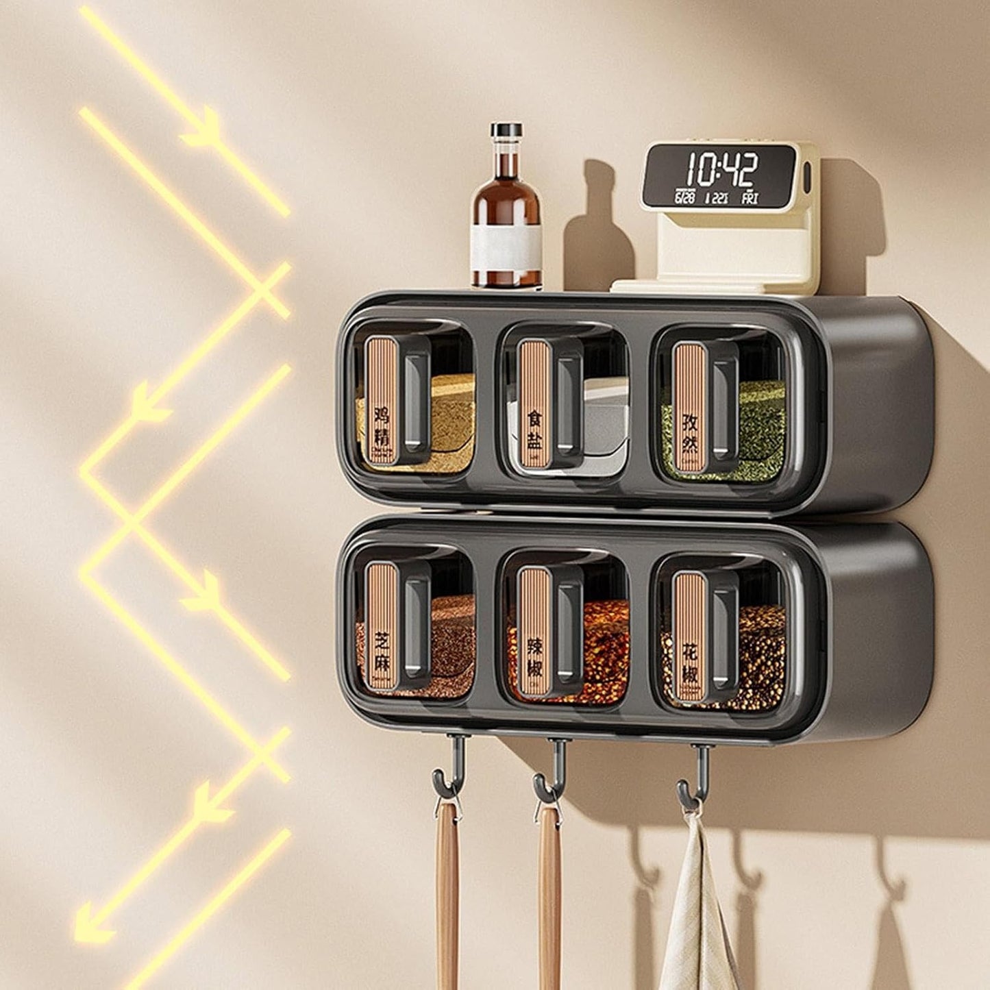 Wall Mounted Seasoning Box Condiment Containers Space Saving Storage Durable Transparent Kitchen Organizer