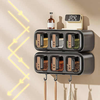 Wall Mounted Seasoning Box Condiment Containers Space Saving Storage Durable Transparent Kitchen Organizer