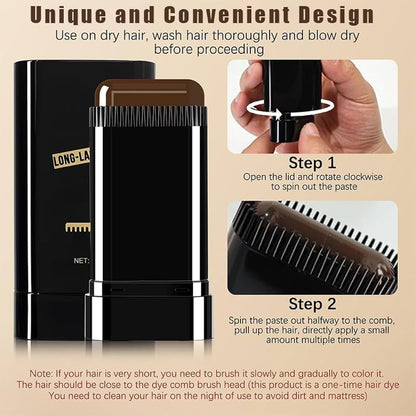 Instant Hair Color Dye Comb Stick Root Touch-Up Cover Gray Hair Long Lasting 20g - Black