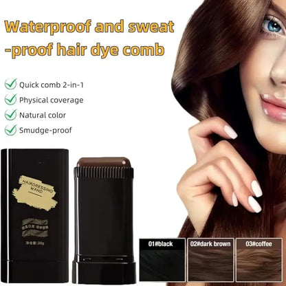 Instant Hair Color Dye Comb Stick Root Touch-Up Cover Gray Hair Long Lasting 20g - Black