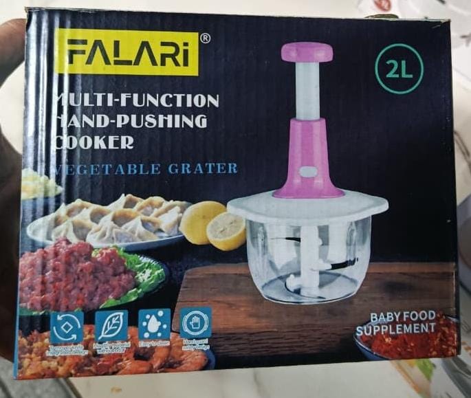 2L Multi-Function Hand-Push Chopper - Large Capacity Manual Food Processor For Efficient Chopping, Mixing, And Preparation In The Kitchen (Random Color)