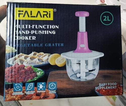 2L Multi-Function Hand-Push Chopper - Large Capacity Manual Food Processor For Efficient Chopping, Mixing, And Preparation In The Kitchen (Random Color)