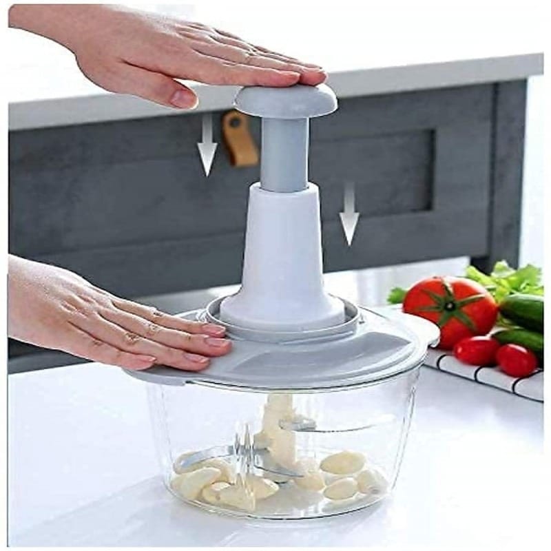 2L Multi-Function Hand-Push Chopper - Large Capacity Manual Food Processor For Efficient Chopping, Mixing, And Preparation In The Kitchen (Random Color)