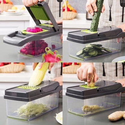 Vegetable Chopper 18 Pcs Set Manual Onion Chopper Food Slicer Dicer Grater Potato Cutter With Handle Multi-Function Kitchen Tool