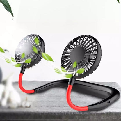 7 Wing Neck Fans Mini Portable Outdoor Fan Personal Fan Biggest Rechargeable Battery Operated Neckband Fan - Portable Cooling Device (Random Color)