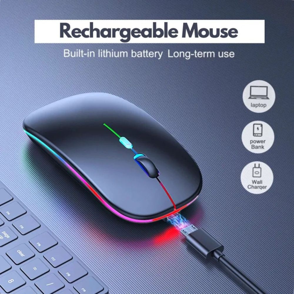 HP Original Wireless RGB Rechargeable Bluetooth Slim Mouse with 480mAh Battery – Black
