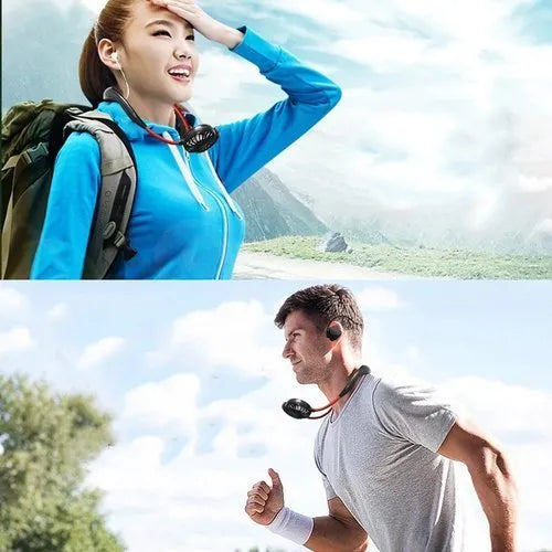 7 Wing Neck Fans Mini Portable Outdoor Fan Personal Fan Biggest Rechargeable Battery Operated Neckband Fan - Portable Cooling Device (Random Color)