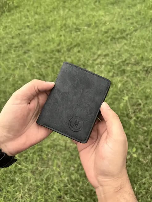 M Men's Premium Leather Wallet – Slim Bifold Card Holder & Cash Wallet | Deal Offer - Black