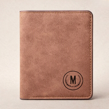M Men's Premium Leather Wallet – Slim Bifold Card Holder & Cash Wallet | Deal Offer - Black