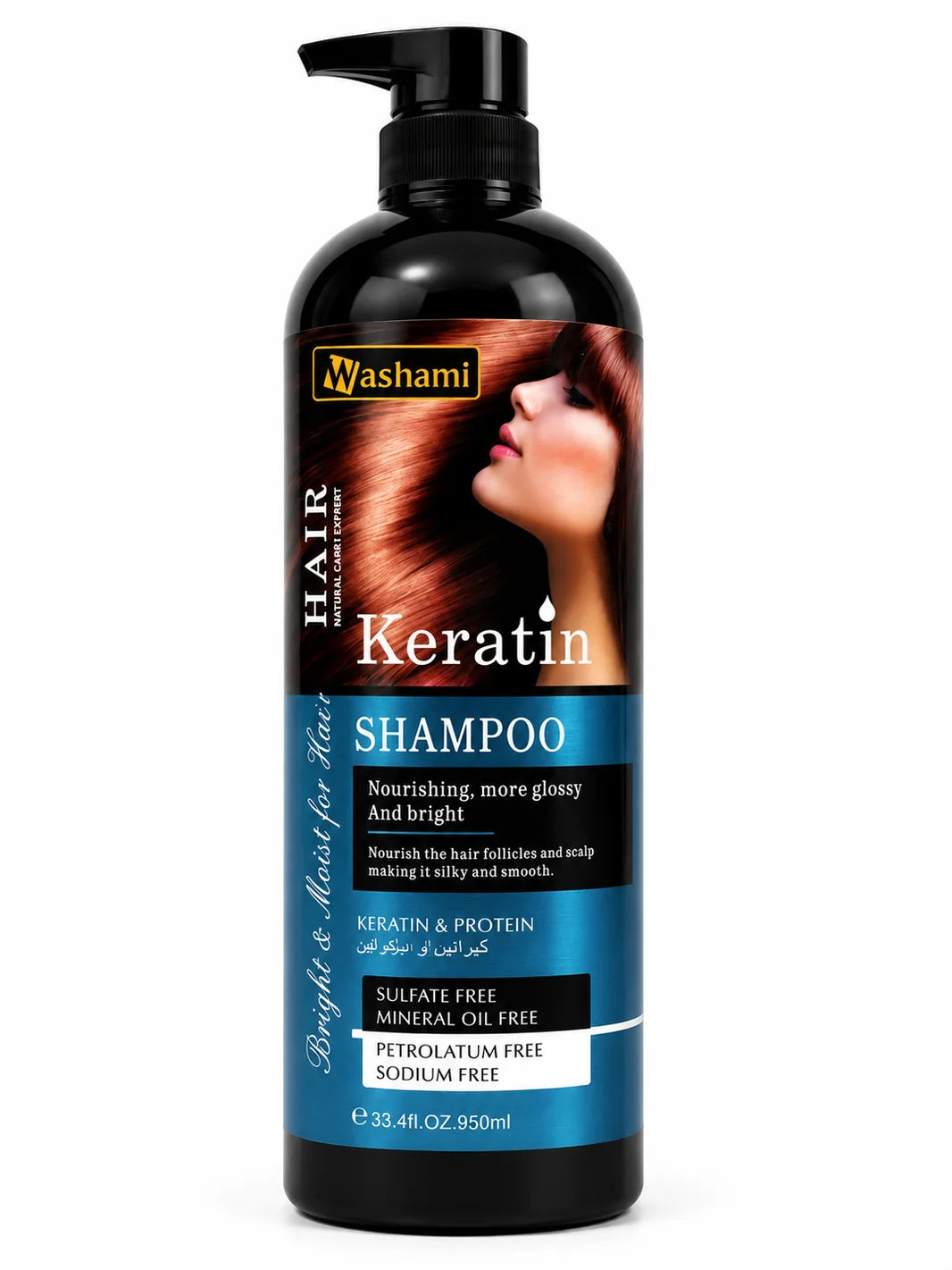Washami Keratin Shampoo – 950ml | Sulfate-Free Hair Nourishment, Smoothing & Shine Care